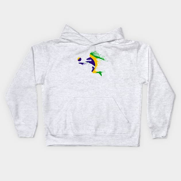 Funny Brazil Soccer Player Tee Brazilian Flag Girls Boys Kids Hoodie by Printofi.com